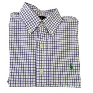 Plaid Ralph Lauren button down Shirt size Medium 
White and purple
